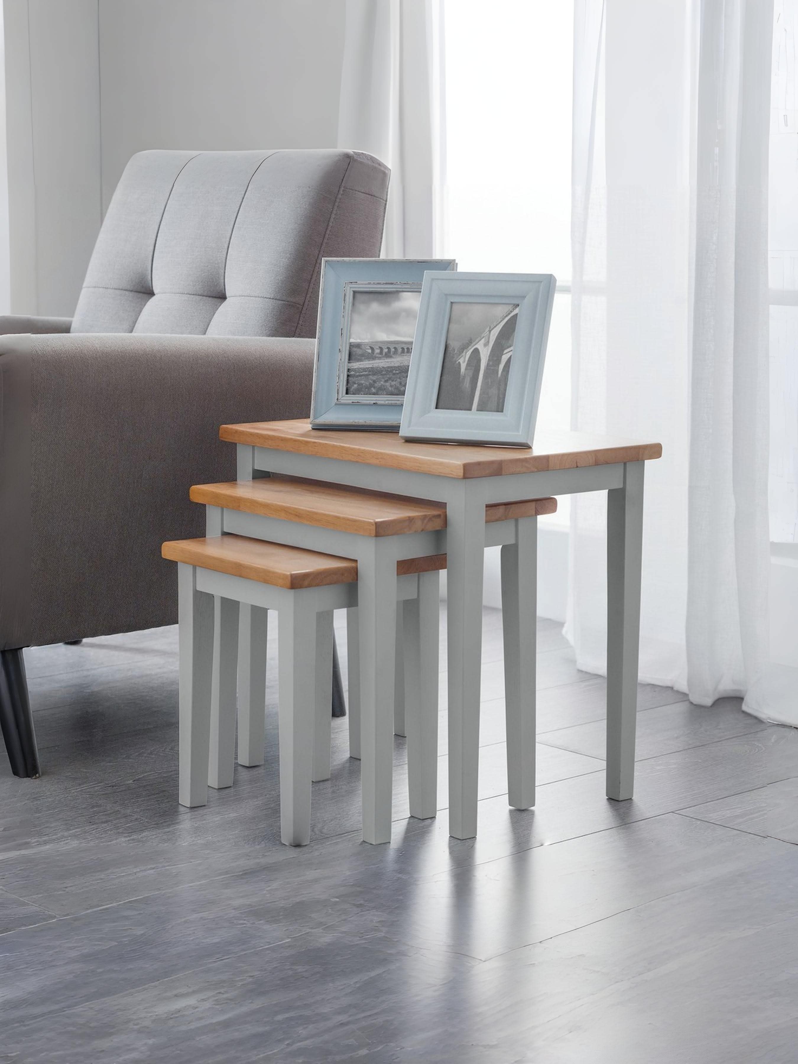 Cleo Nest Of Tables 2 Tone Grey & Oak
