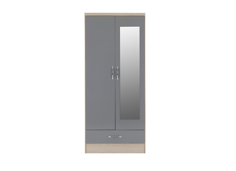 Nevada Grey Two Door Robe W/Mirror - front