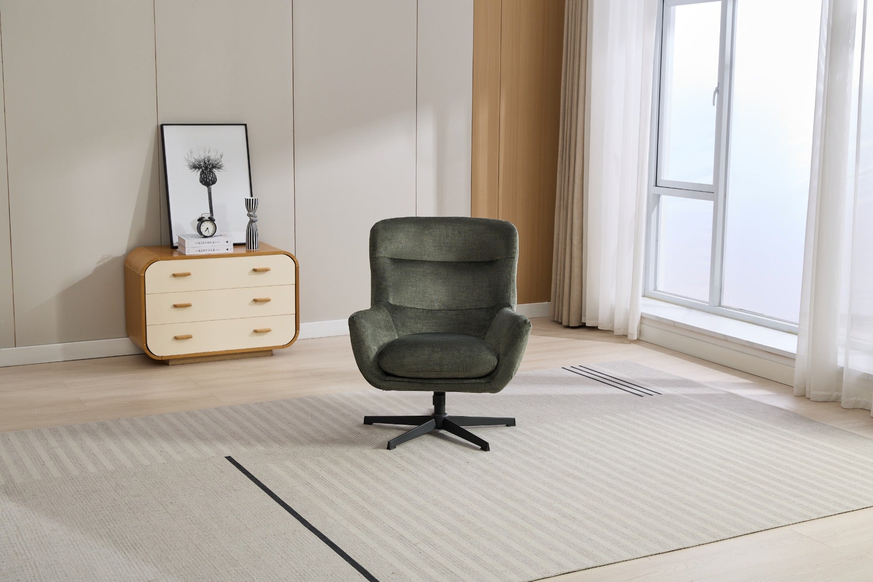 Isla Swivel Recliner Chair with Footstool in Moss Green – 360° Rotation for Ultimate Comfort | Free Nationwide Delivery by Homeline Furniture