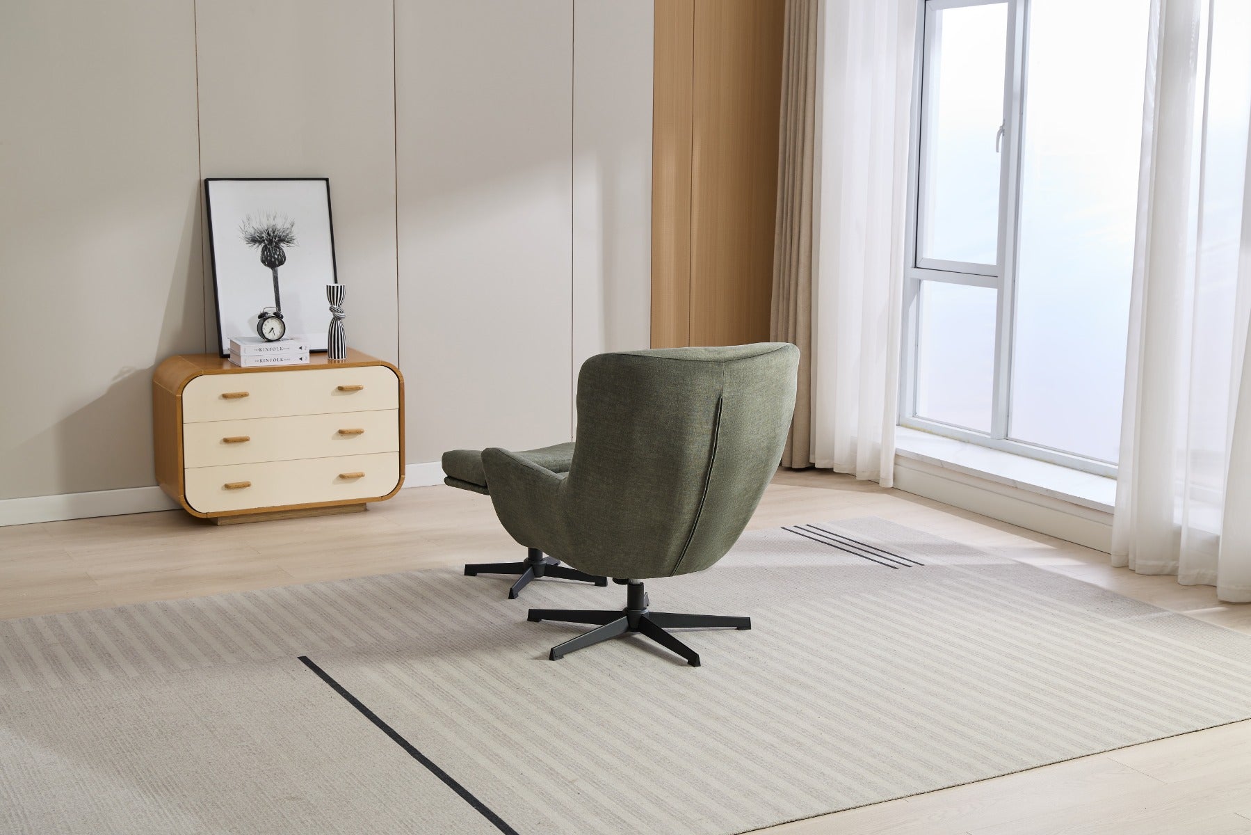 Isla Swivel Recliner Chair with Footstool in Moss Green – 360° Rotation for Ultimate Comfort | Free Nationwide Delivery by Homeline Furniture