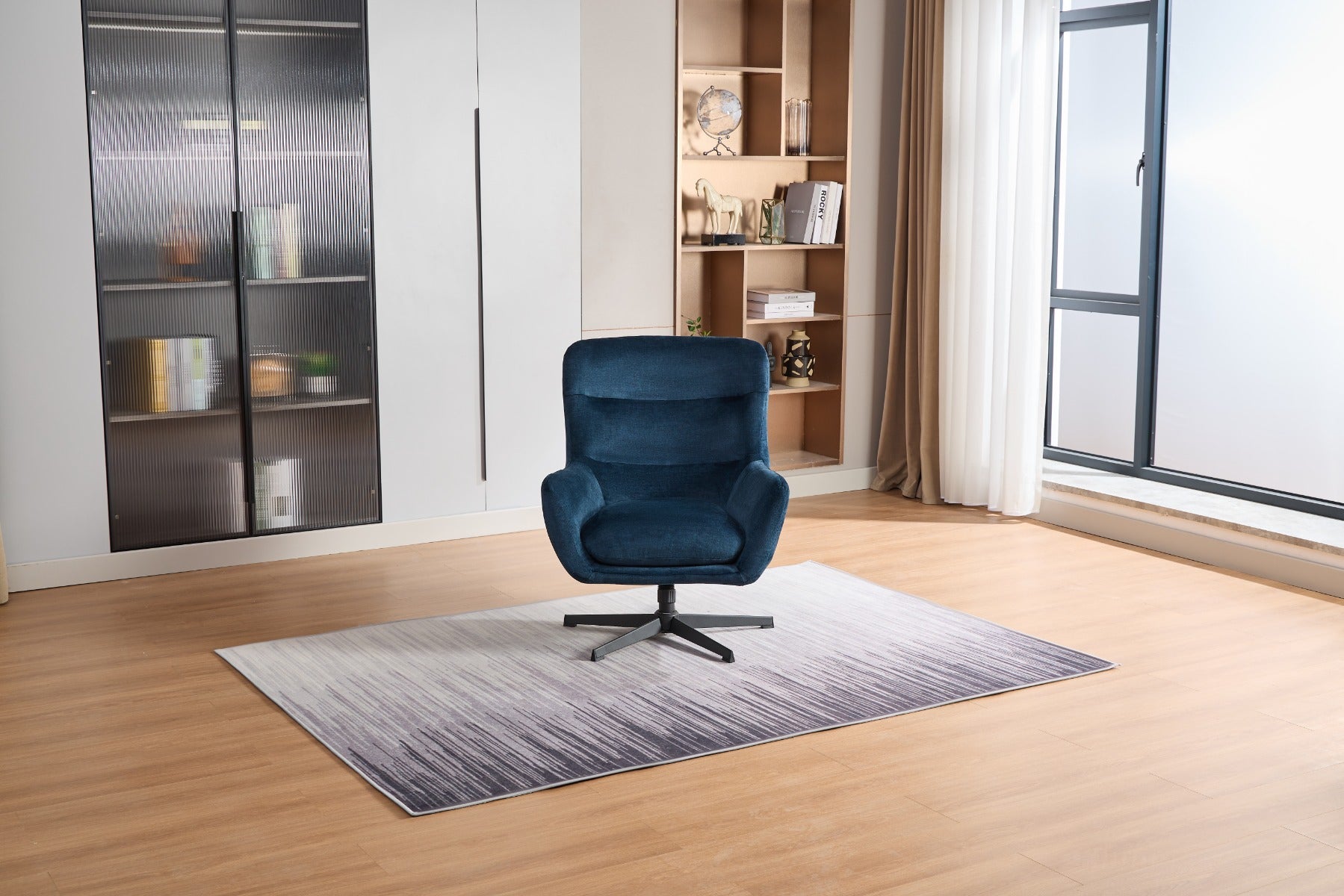 Isla Swivel Recliner Chair with Footstool in Deep Ocean – 360° Rotation for Ultimate Comfort | Free Nationwide Delivery by Homeline Furniture