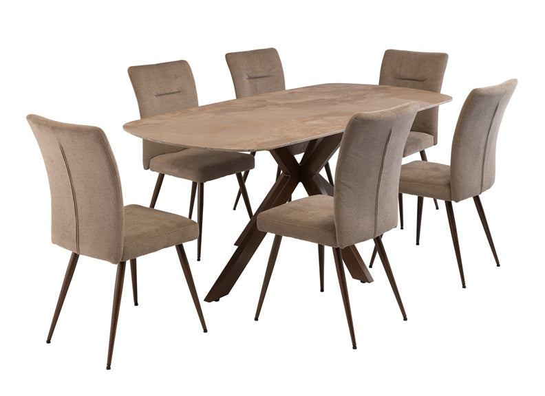 Jade Fixed Dining Table W/Murano Fabric Dining Chairs