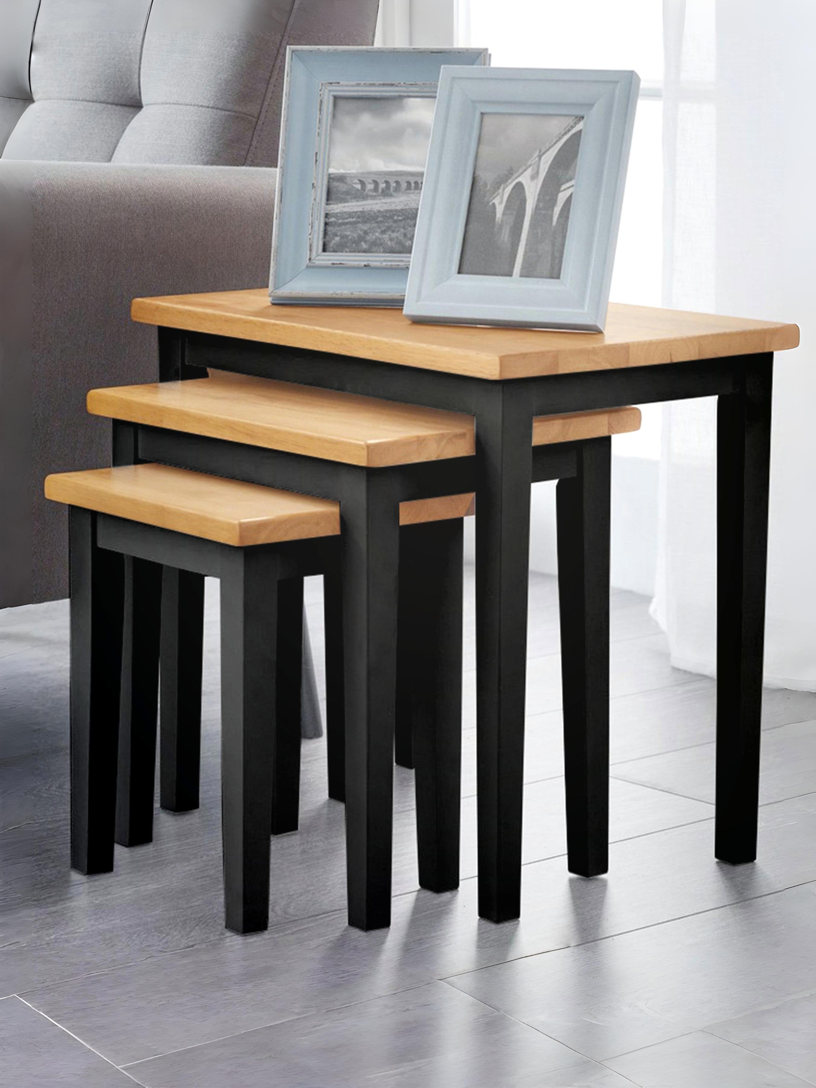 Cleo 2 Tone Black and Oak Nest of Tables