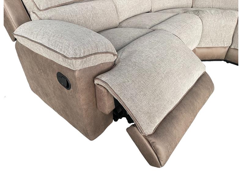 Jessica Fabric Two Tone Corner Sofa With Console – Two Tone Brown & Beige Fabric Sectional Sofa