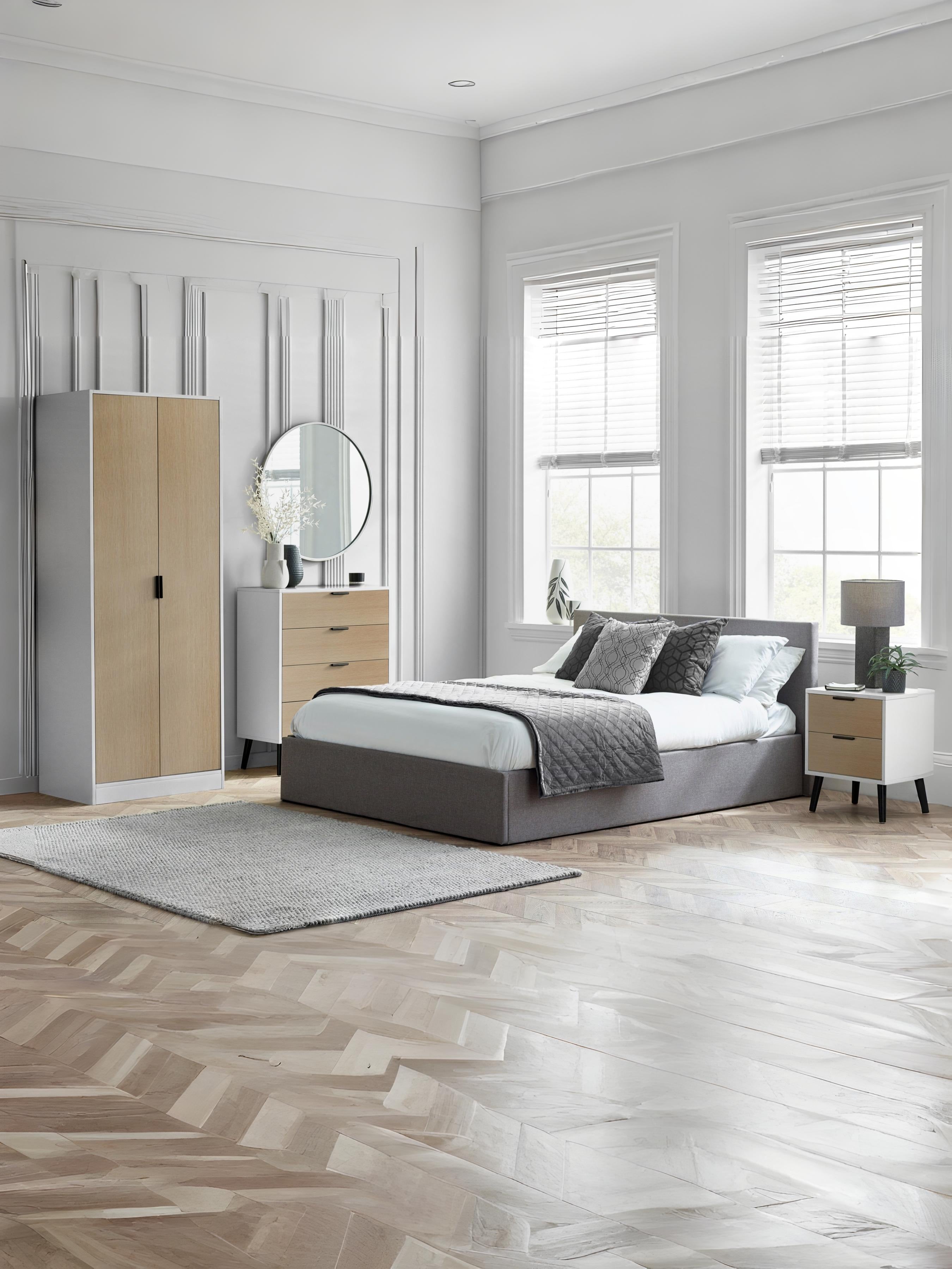 Alba 2 Drawer Bedside - White/Oak