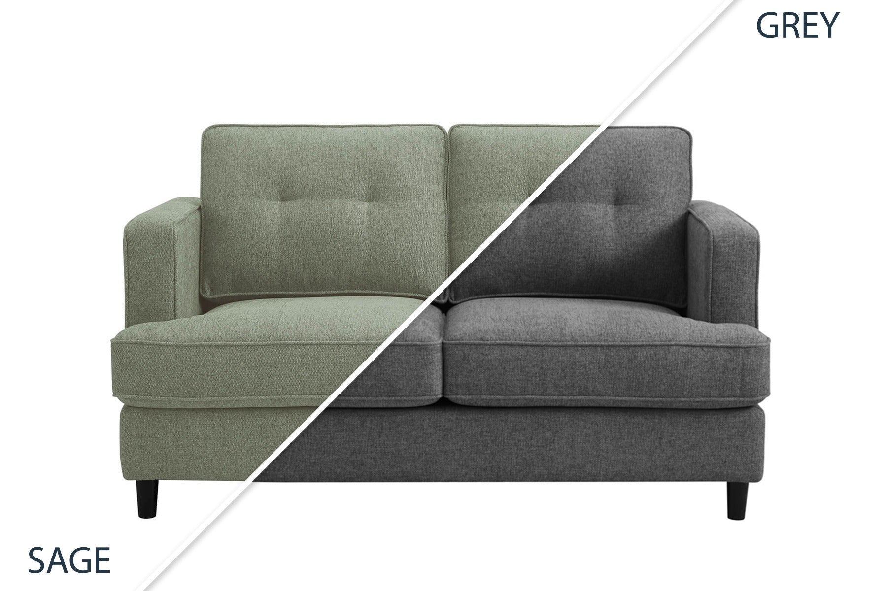 Juniper Fixed 2 Seater in Grey or Sage – Classic Button-Back Sofa with Pocket-Sprung Seating | Free Nationwide Delivery by Homeline Furniture