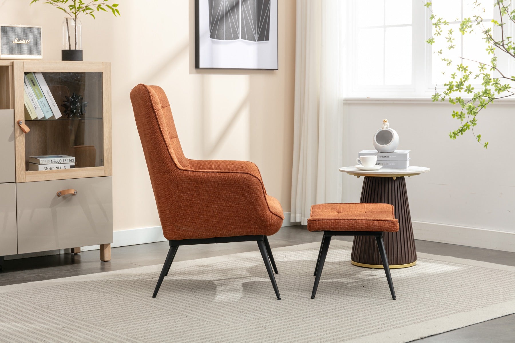Katelyn Accent Chair with Stool Copper