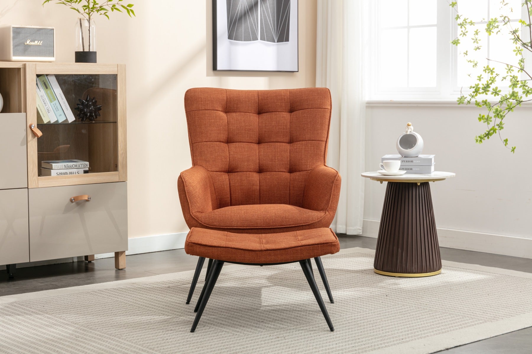 Katelyn Accent Chair with Stool Copper