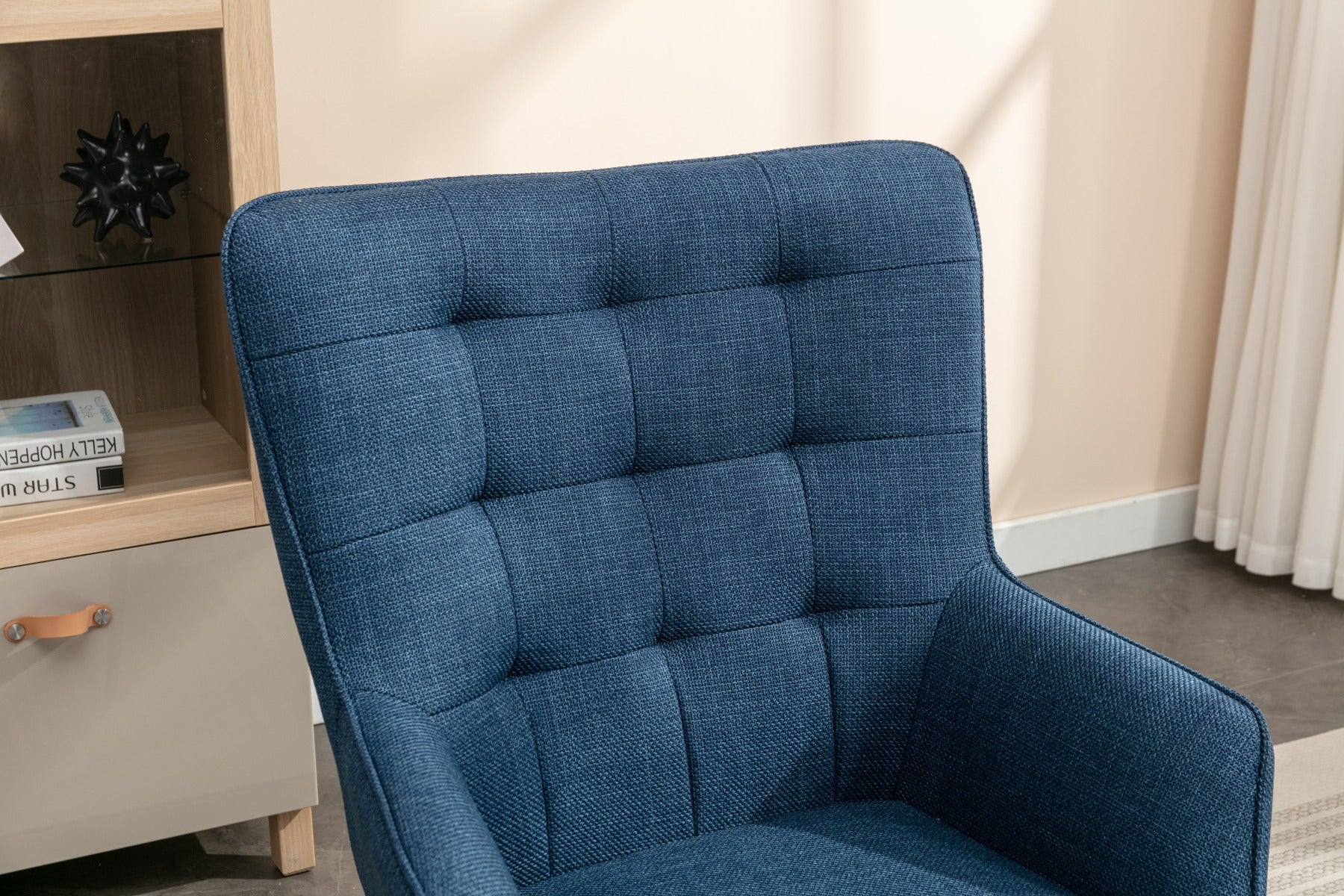Katelyn Accent Chair with Stool Denim Blue