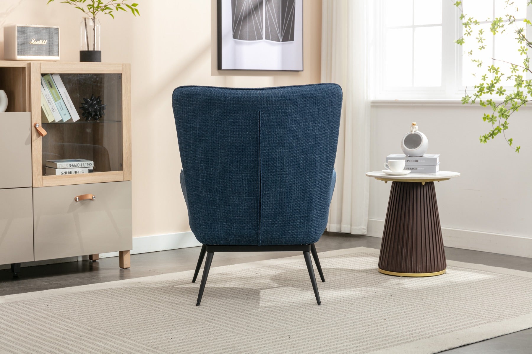 Katelyn Accent Chair with Stool Denim Blue