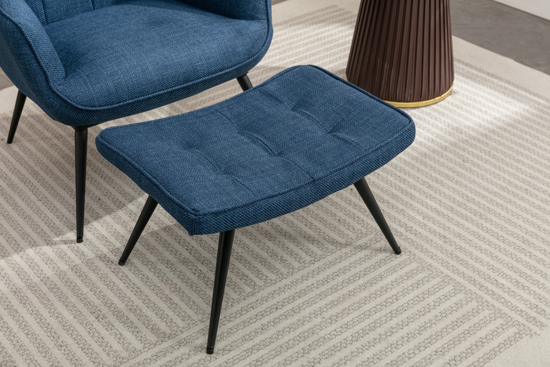 Katelyn Accent Chair with Stool Denim Blue