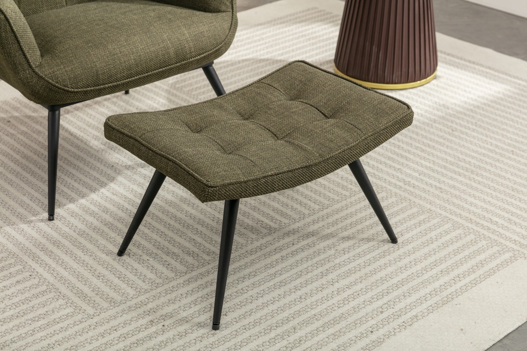 Katelyn Accent Chair with Stool Moss Green