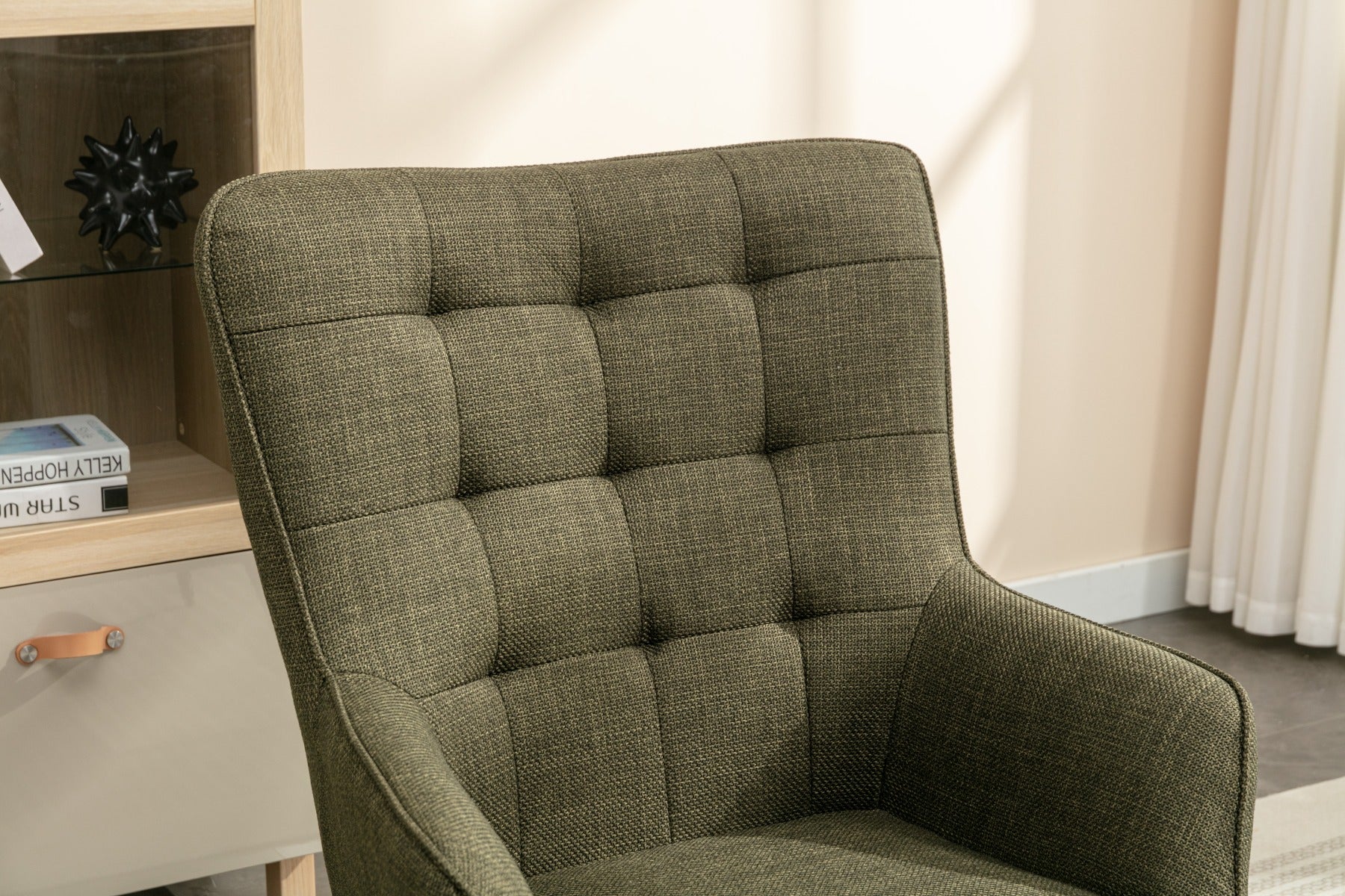 Katelyn Accent Chair with Stool Moss Green