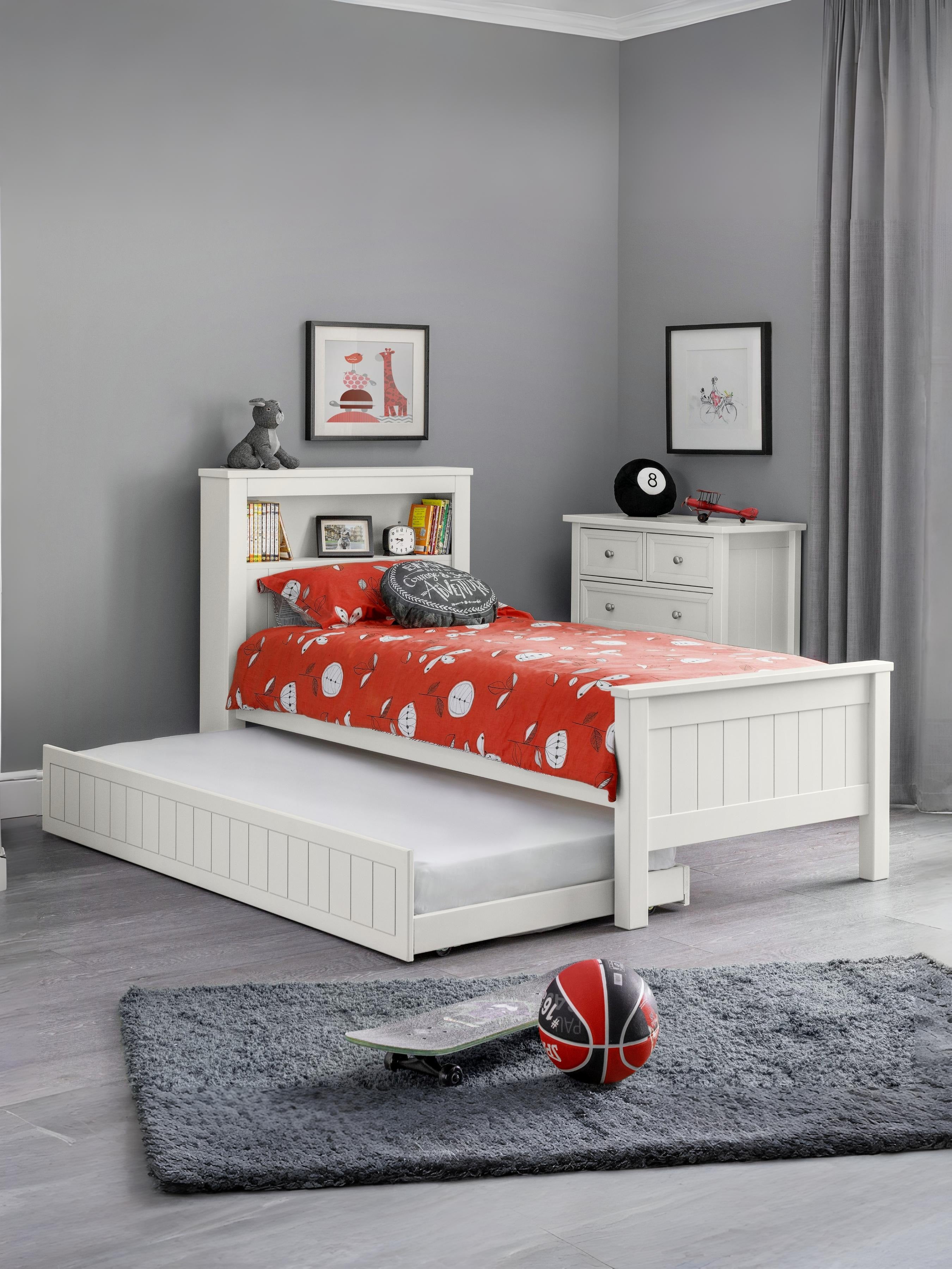 Maine Bookcase Bed & Underbed Surf White