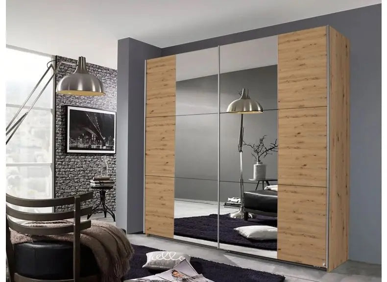 Krantz mirrored wardrobe oak finish