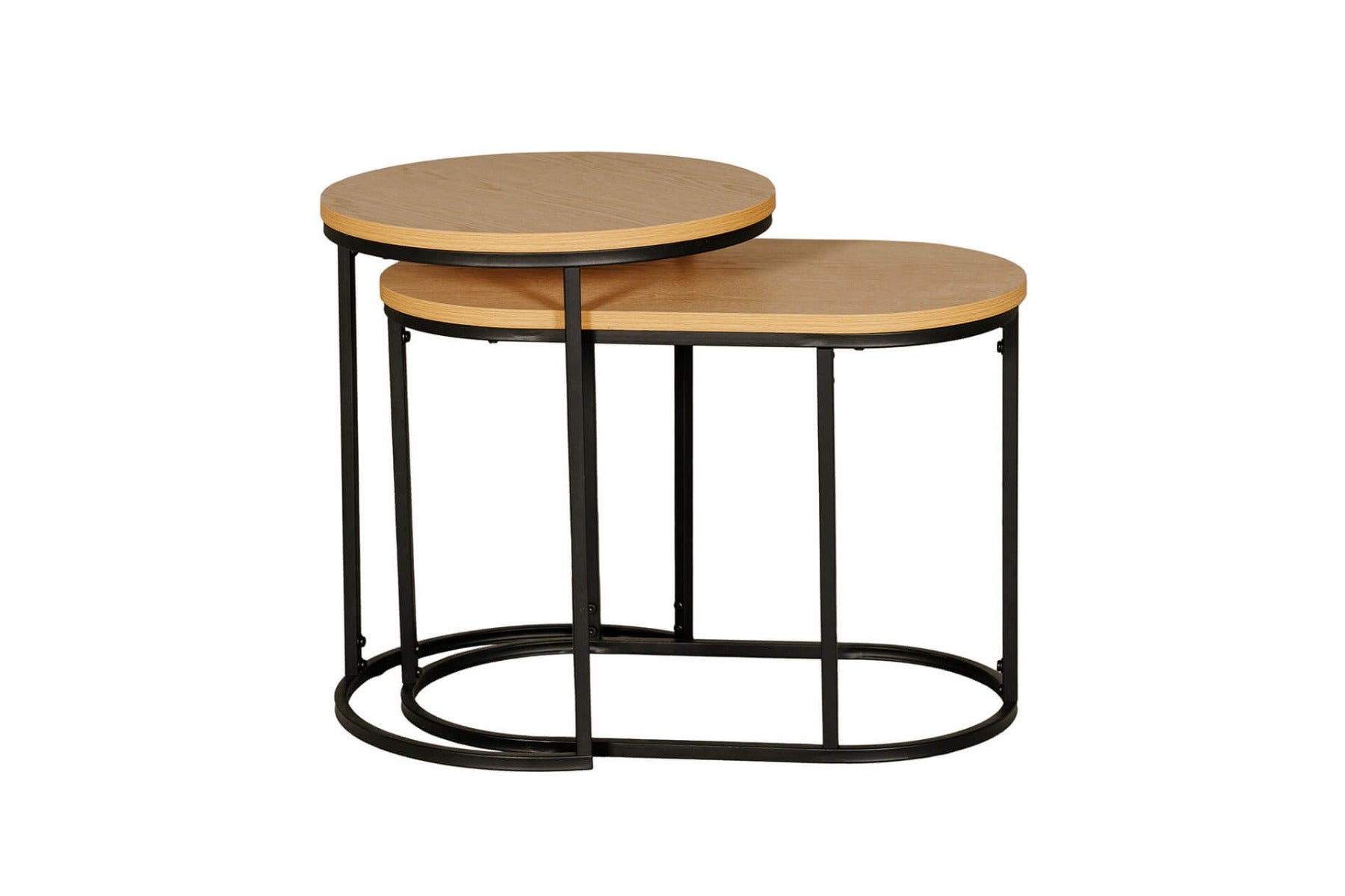 Kinsley Nest of Tables – Brown Melamine with Black Metal Frame1