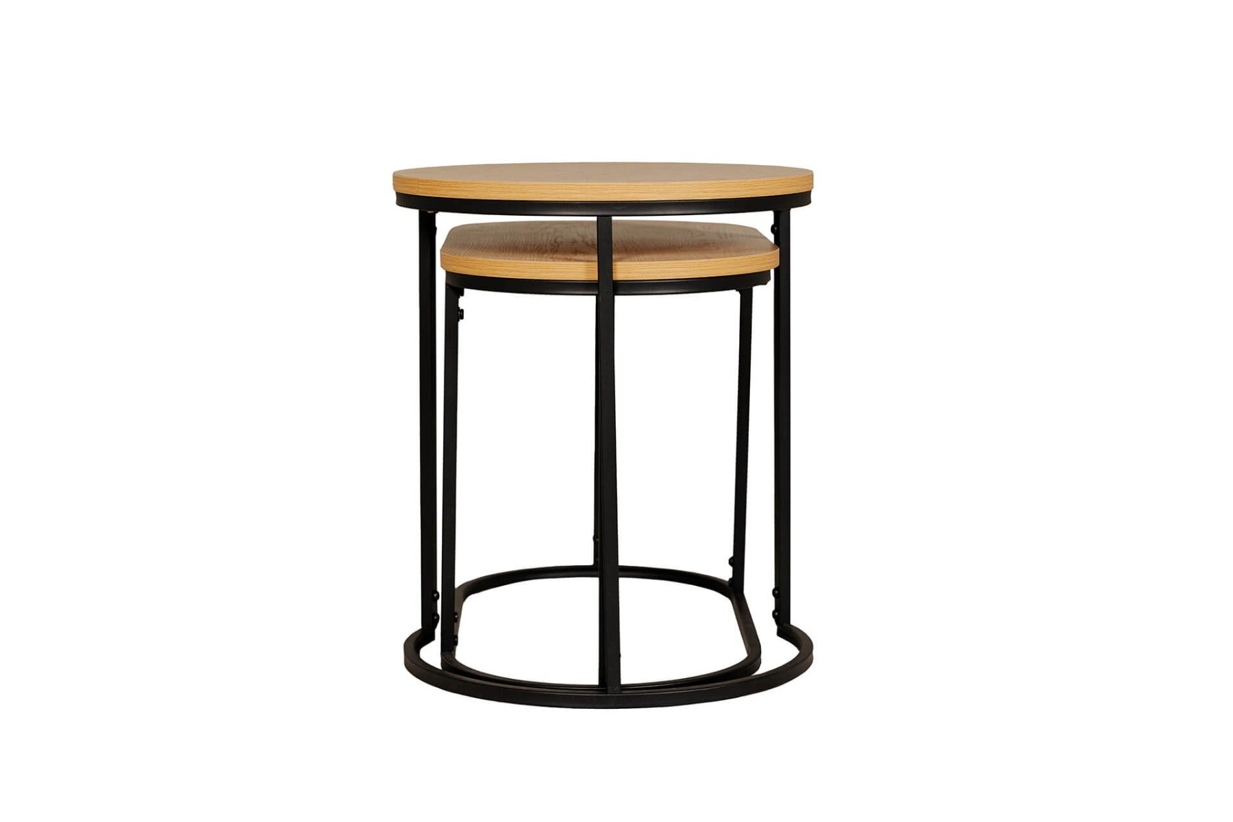 Kinsley Nest of Tables – Brown Melamine with Black Metal Frame1