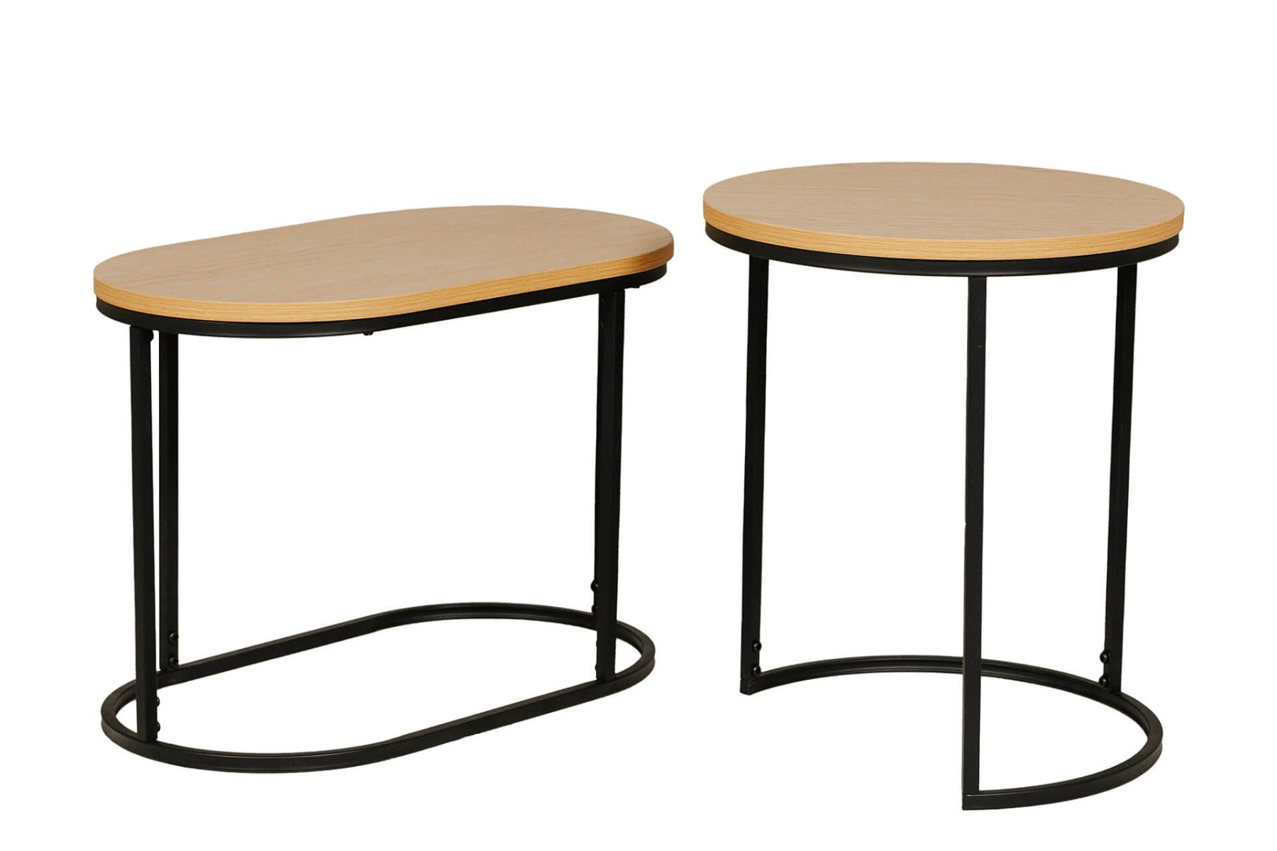 Kinsley Nest of Tables – Brown Melamine with Black Metal Frame1