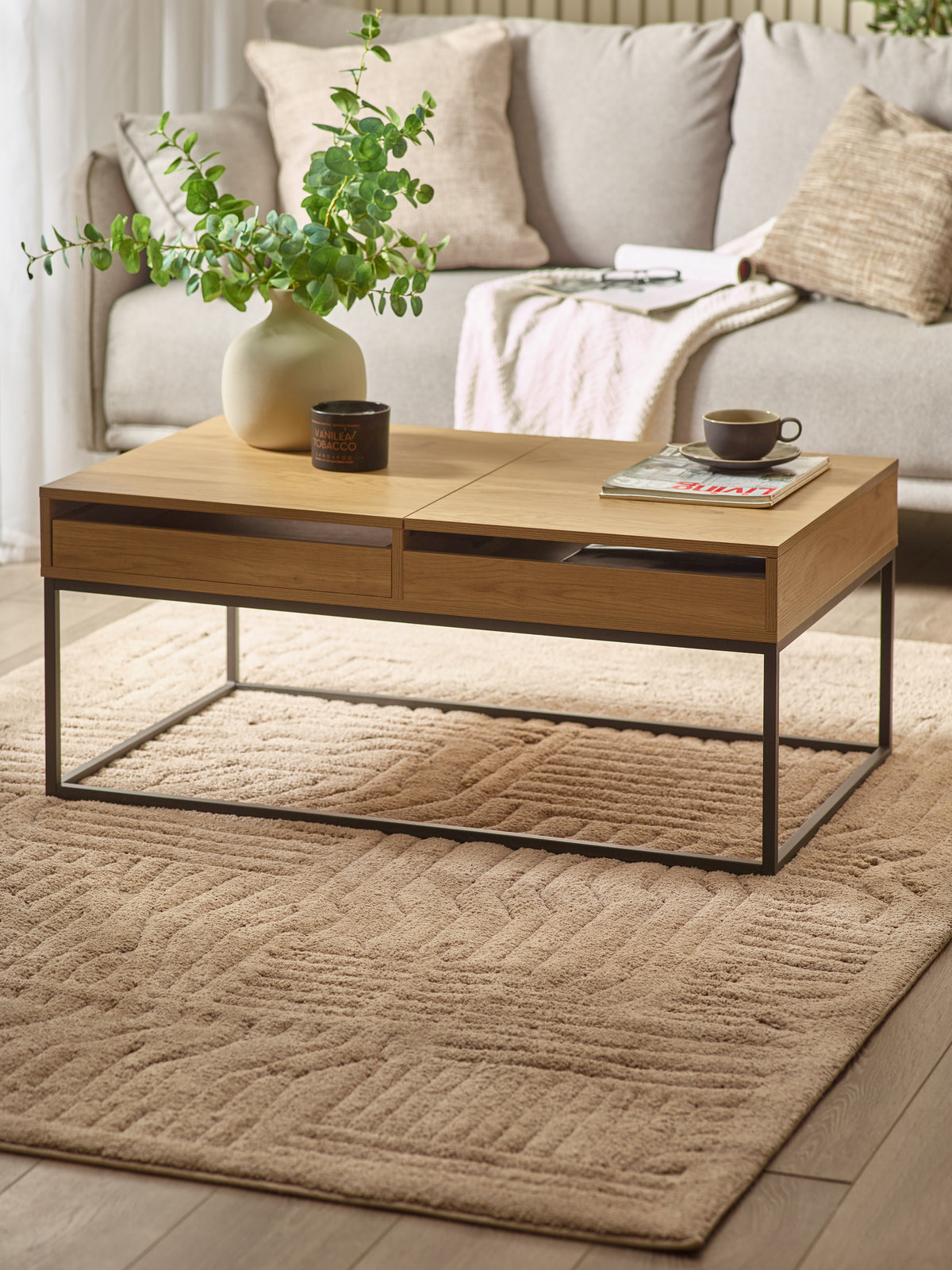 Kade 100cm Oak Effect Rectangular Storage Coffee Table (oos)
