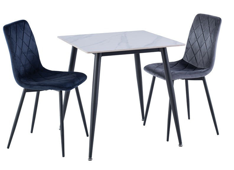 Lavina Grey Table W/Bella Velvet Chairs
