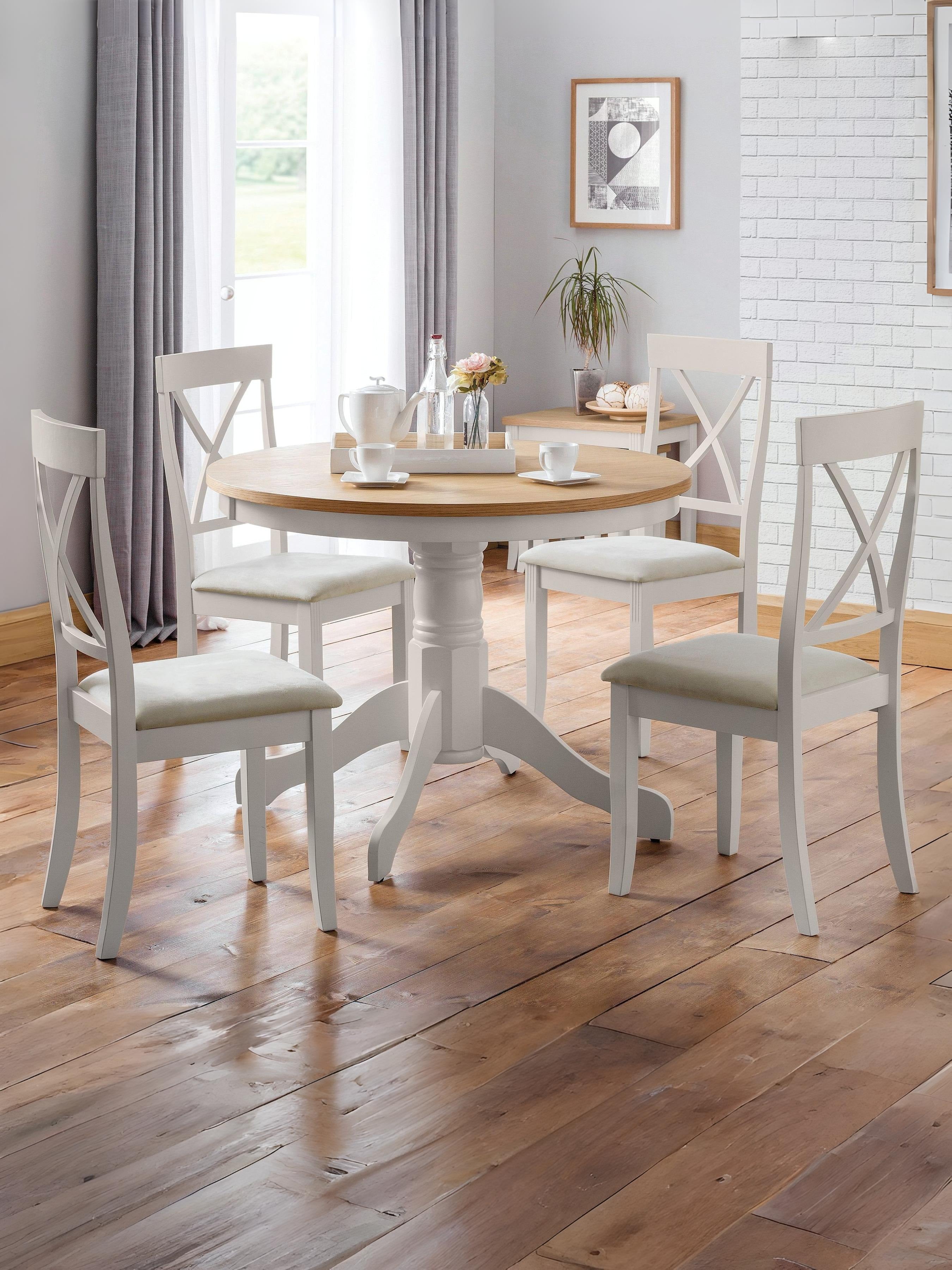 Davenport Oak/Elephant Grey Round Pedestal Table