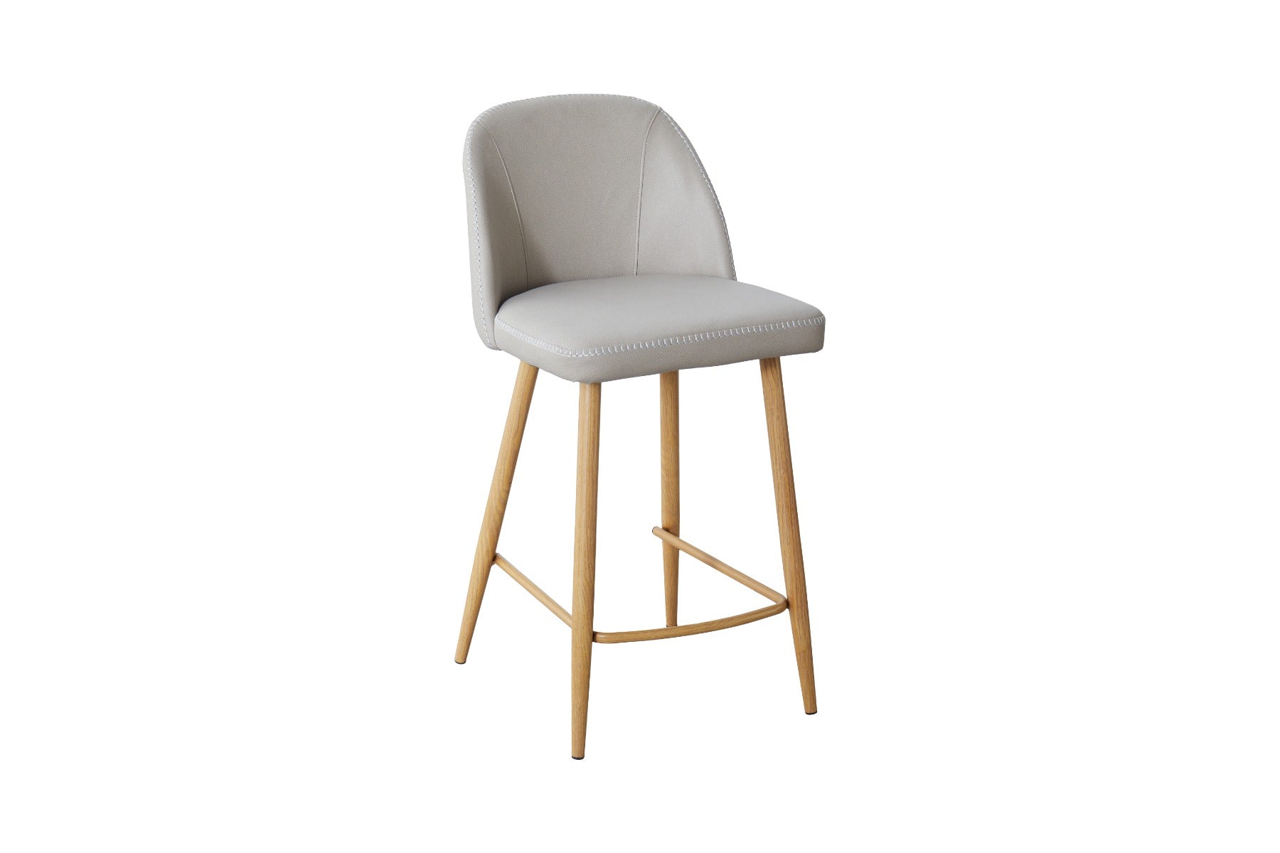 Leo Bar Stool Taupe with Oak Legs
