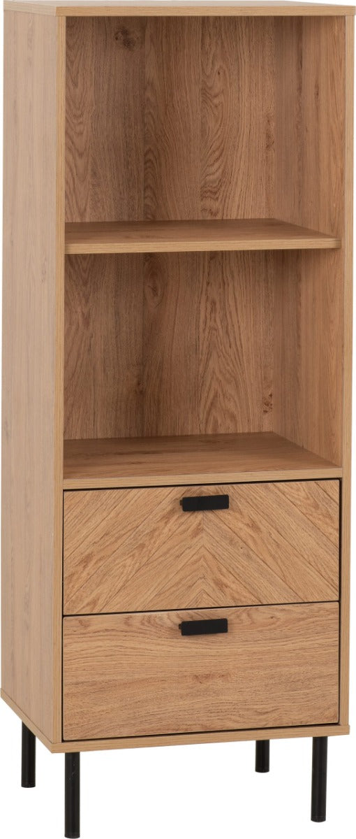 Leon 2 Drawer 2 Shelf Cabinet Medium Oak Effect