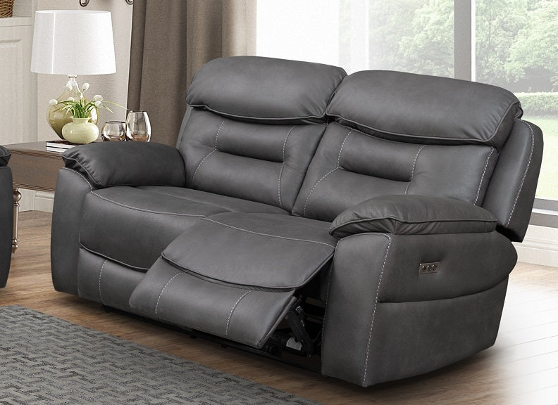 Leroy Reclining Grey 2 Seat Sofa