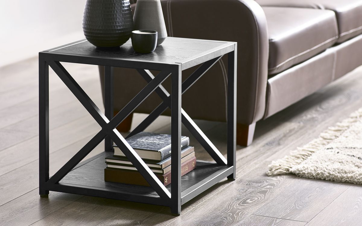Lima Lamp Table - Black Ash: Elevate Your Living Space with Contemporary Style by Homeline Furniture (Free Nationwide Delivery in 3-5 Weeks)