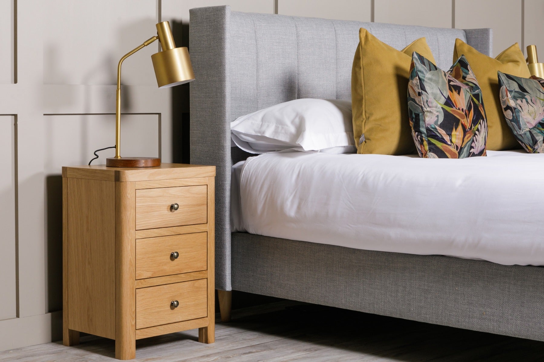 Renata Bedside Table three drawer - Oak Natural