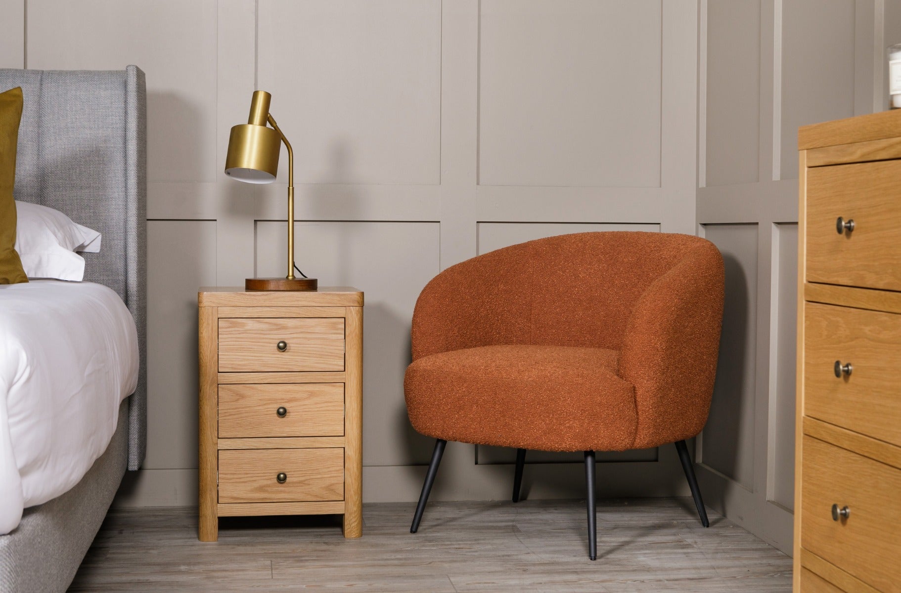 Renata Bedside Table three drawer - Oak Natural