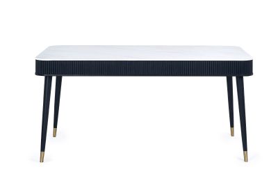 Louis Black Fluted Stone Top Dining Set: A Luxurious Centerpiece for Memorable Gatherings by Homeline Furniture (Free Nationwide Delivery in 3-5 Weeks)