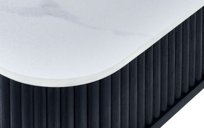 Louis Black Fluted Stone Top Dining Table with Drawers: A Luxurious Centerpiece for Memorable Gatherings by Homeline Furniture (Free Nationwide Delivery in 3-5 Weeks)