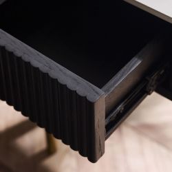 Louis Black Fluted Stone Top Lamp Table with Drawers: Sophisticated Elegance Meets Practicality by Homeline Furniture (Free Nationwide Delivery in 3-5 Weeks)