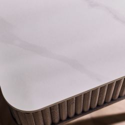 Louis Black Fluted Stone Top Lamp Table with Drawers: Sophisticated Elegance Meets Practicality by Homeline Furniture (Free Nationwide Delivery in 3-5 Weeks)