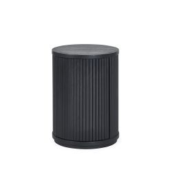Louis Black Fluted Side Table With Door: (PRE-ORDER FOR JAN)