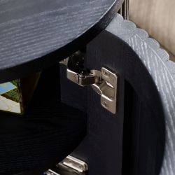 Louis Black Fluted Side Table With Door: (PRE-ORDER FOR JAN)