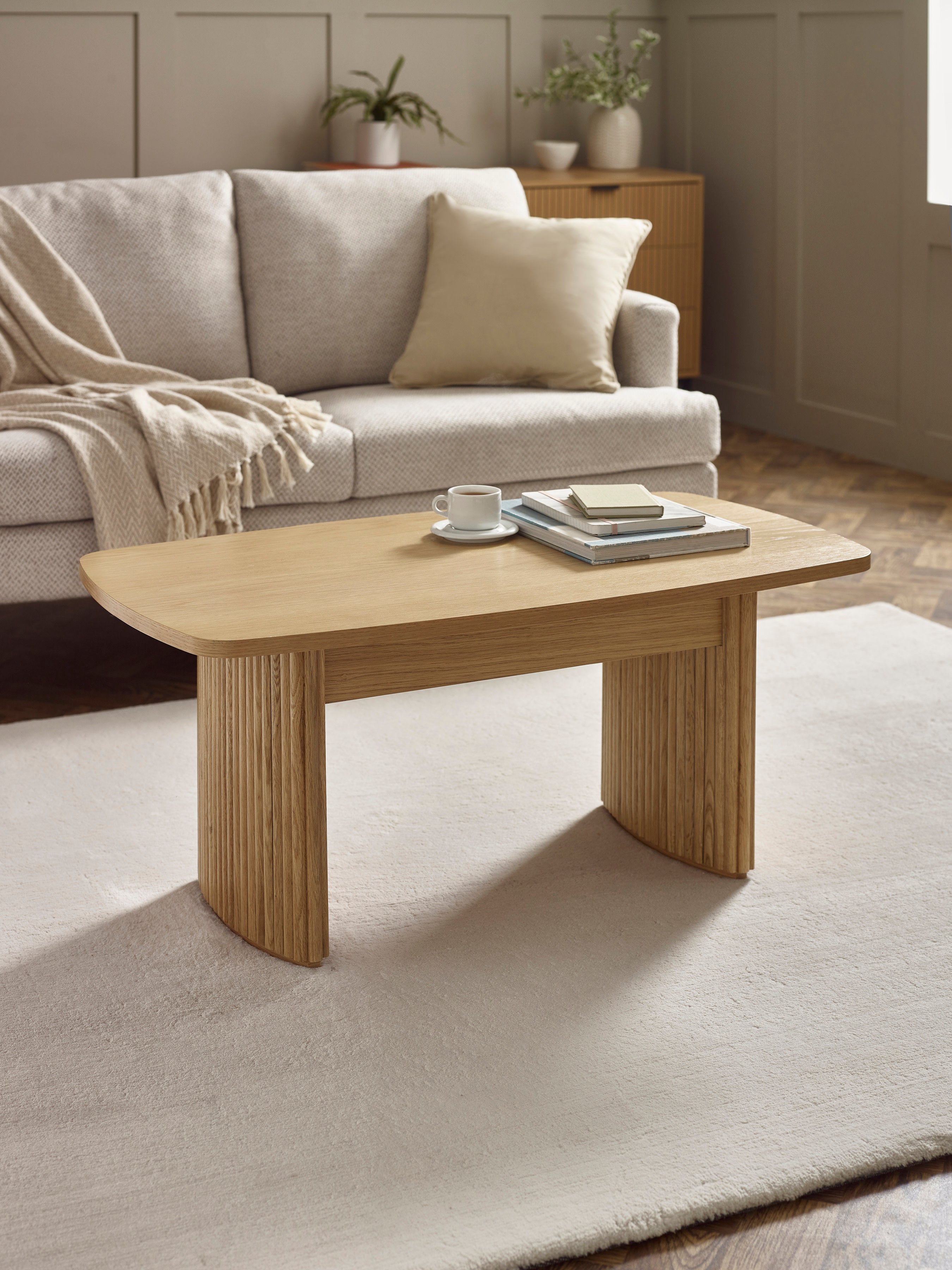 Louis Light Oak Effect Fluted 90cm Compact Coffee Table