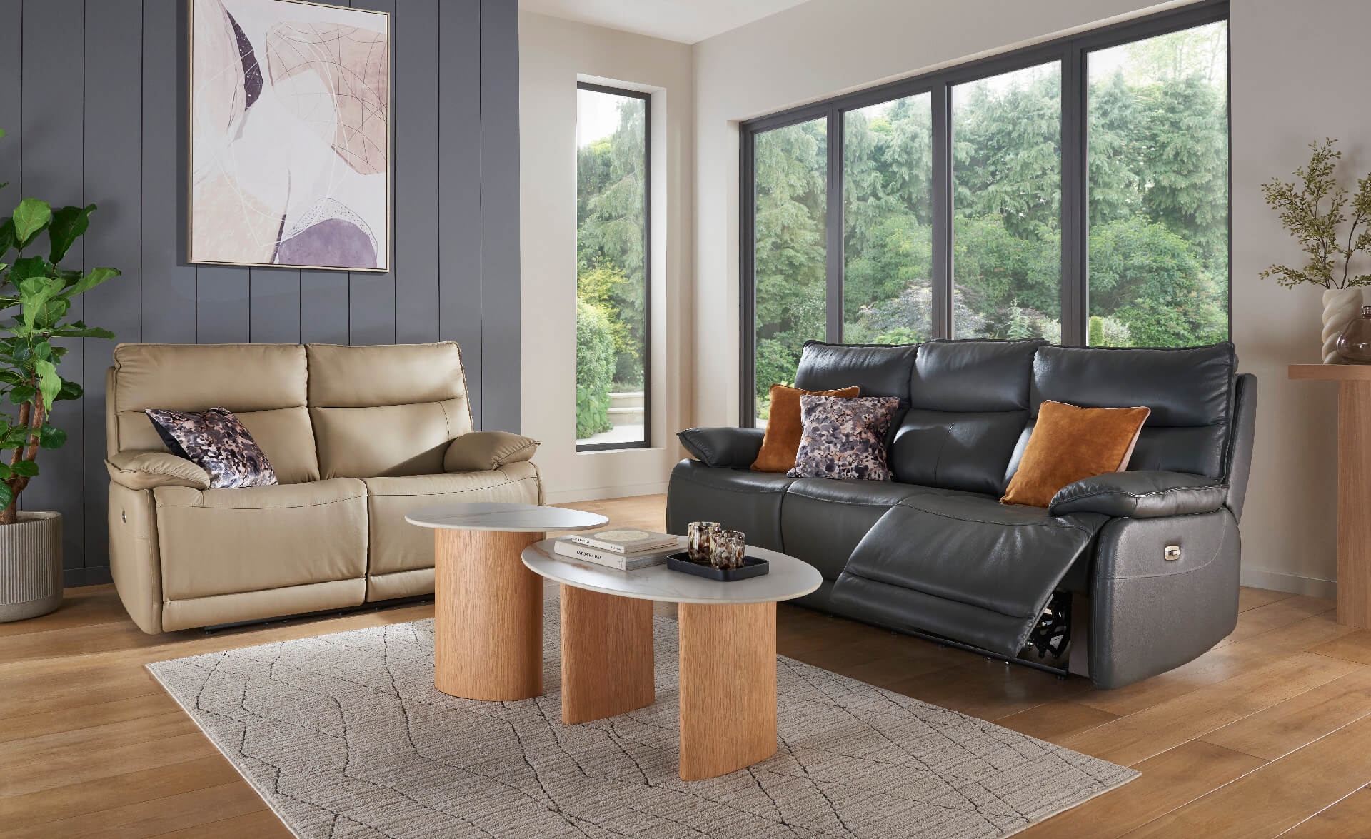 Lugo 3 Seater Electric Recliner - In Dark Grey or Latte