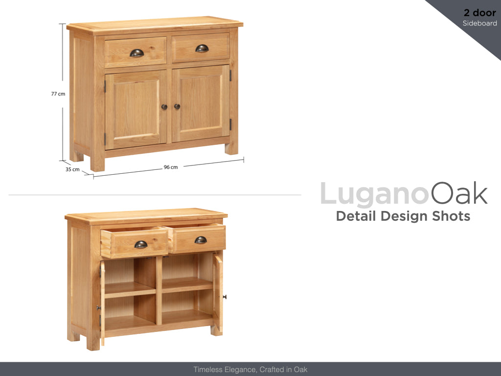 Lugano Oak 2-Door Sideboard - Elegant Storage Solution