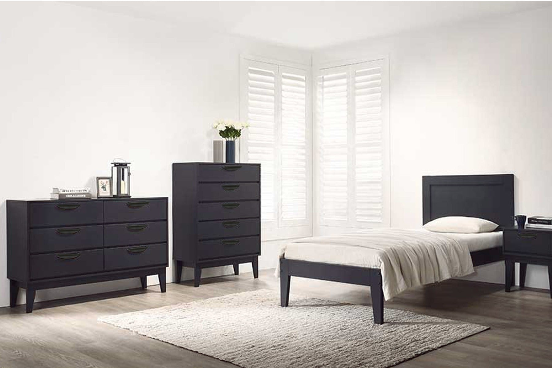 Luna 5 Drawer Chest in Dark Grey or Taupe