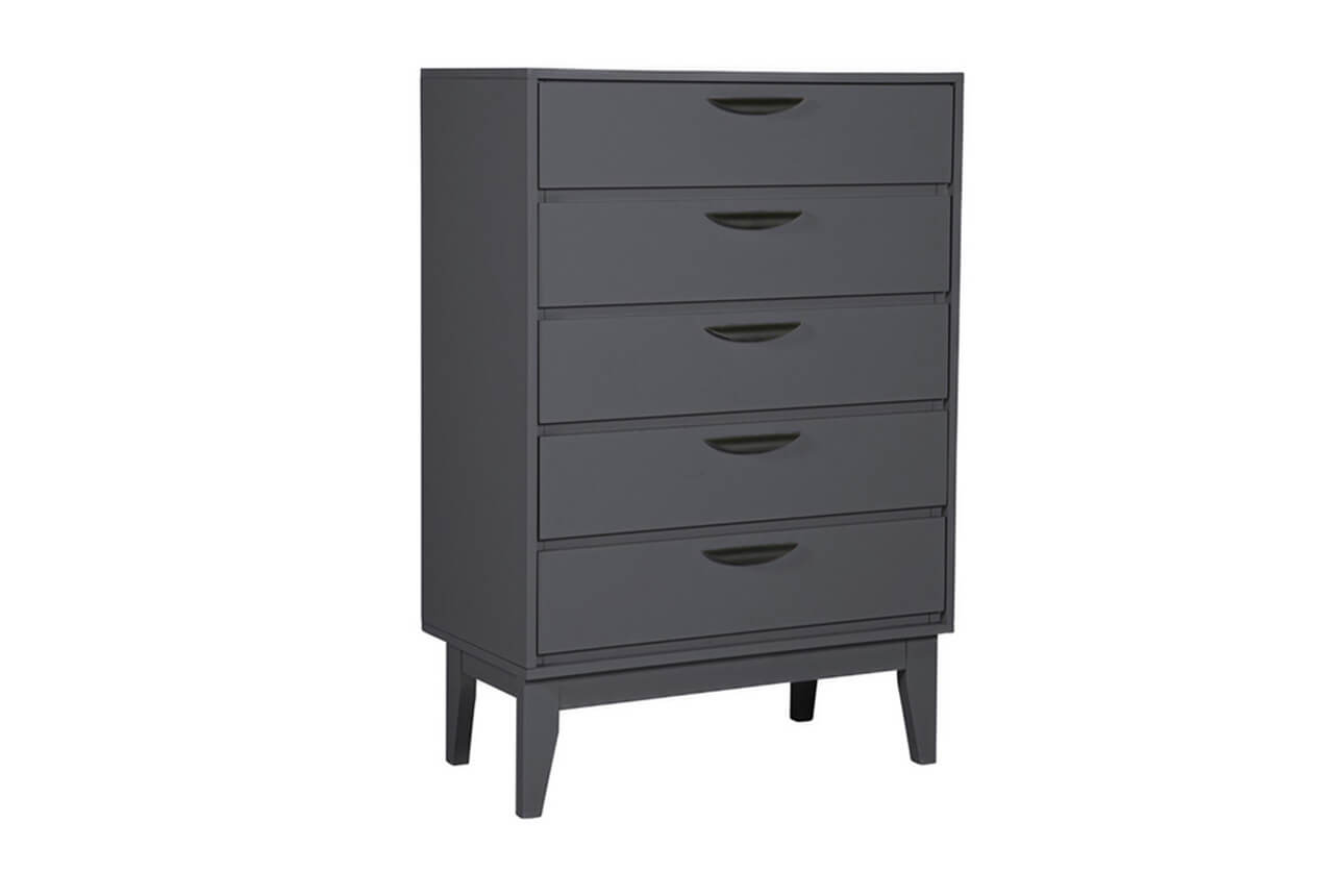 Luna 5 Drawer Chest in Dark Grey or Taupe