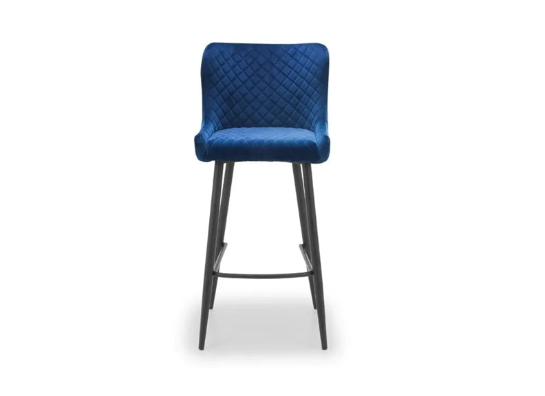 Luxe Velvet Blue Stool - 1