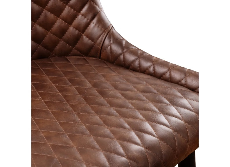 Luxe Brown Faux Leather Stool - detail