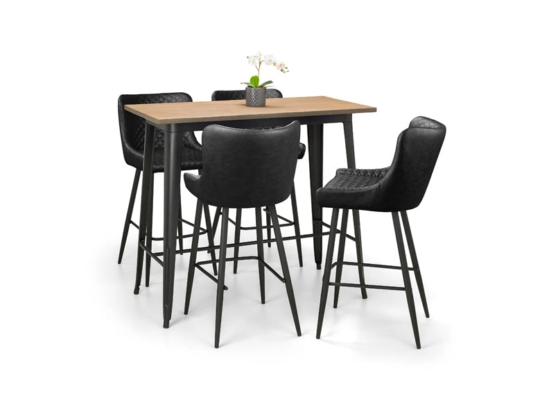 Grafton Bar Table W/Luxe Faux Leather Black Bar Stools