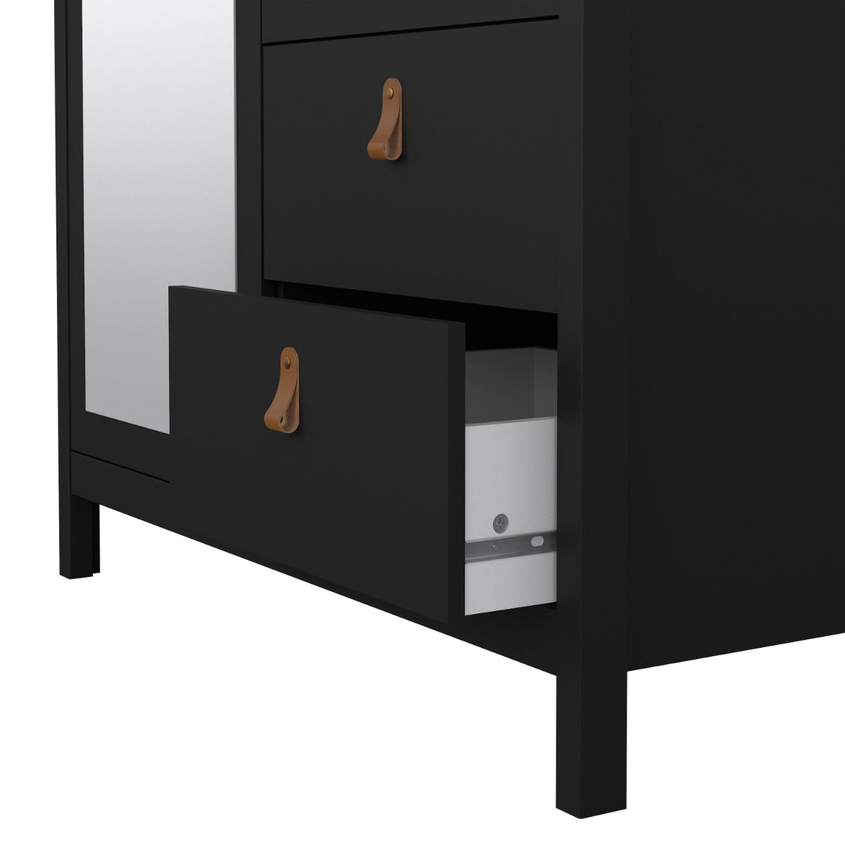 Madrid Wardrobe with 1 door + 1 mirror door + 2 drawers - Black