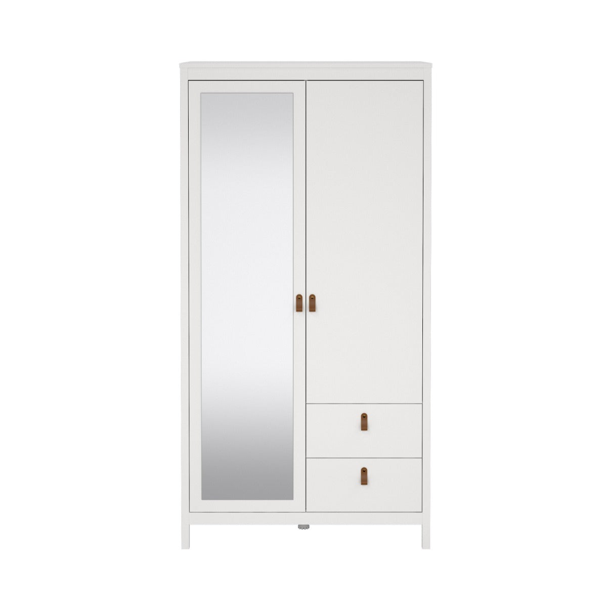 Madrid Wardrobe with 1 door + 1 mirror door + 2 drawers - White