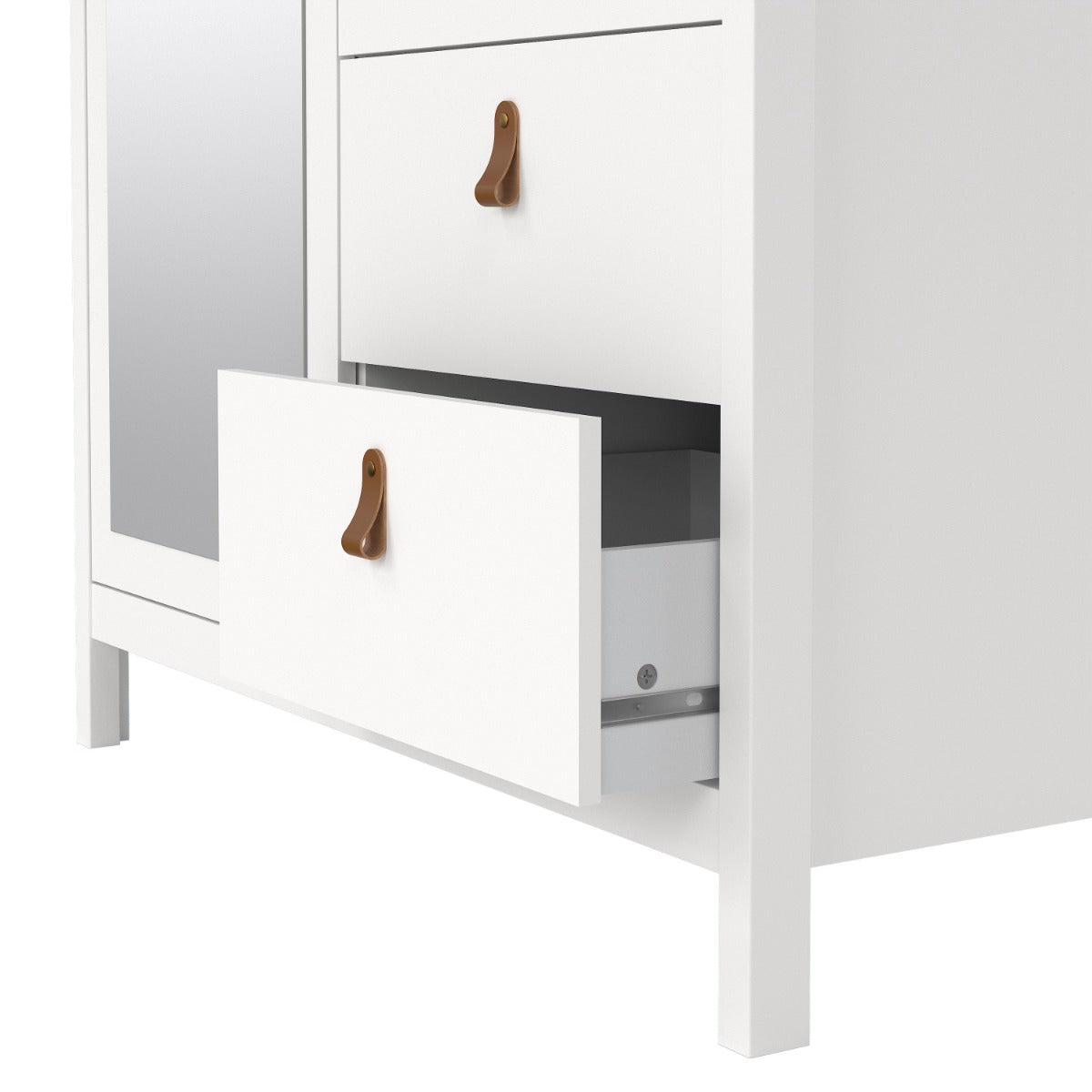 Madrid Wardrobe with 1 door + 1 mirror door + 2 drawers - White