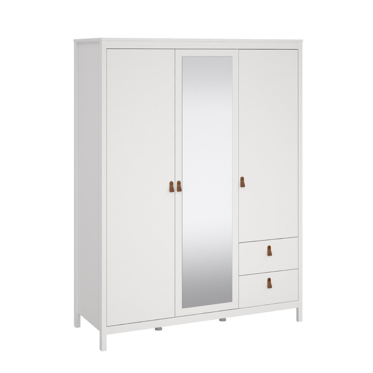 Madrid White Wardrobe with 2 Doors, 1 Mirror Door, and 2 Drawers