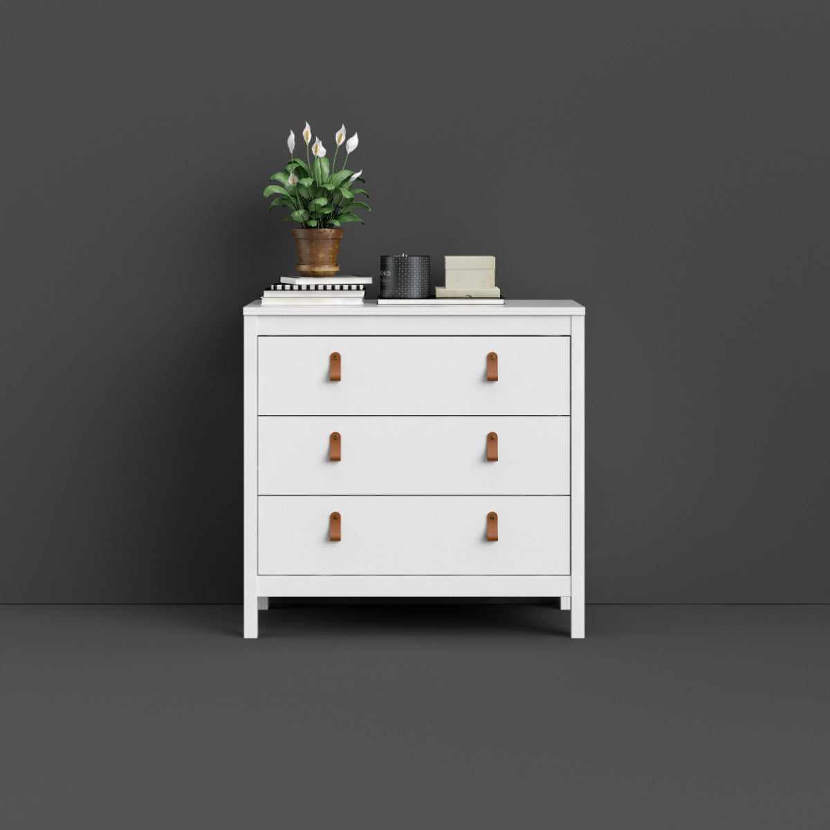 Sleek White Madrid 3 Drawer Chest for Stylish Storage